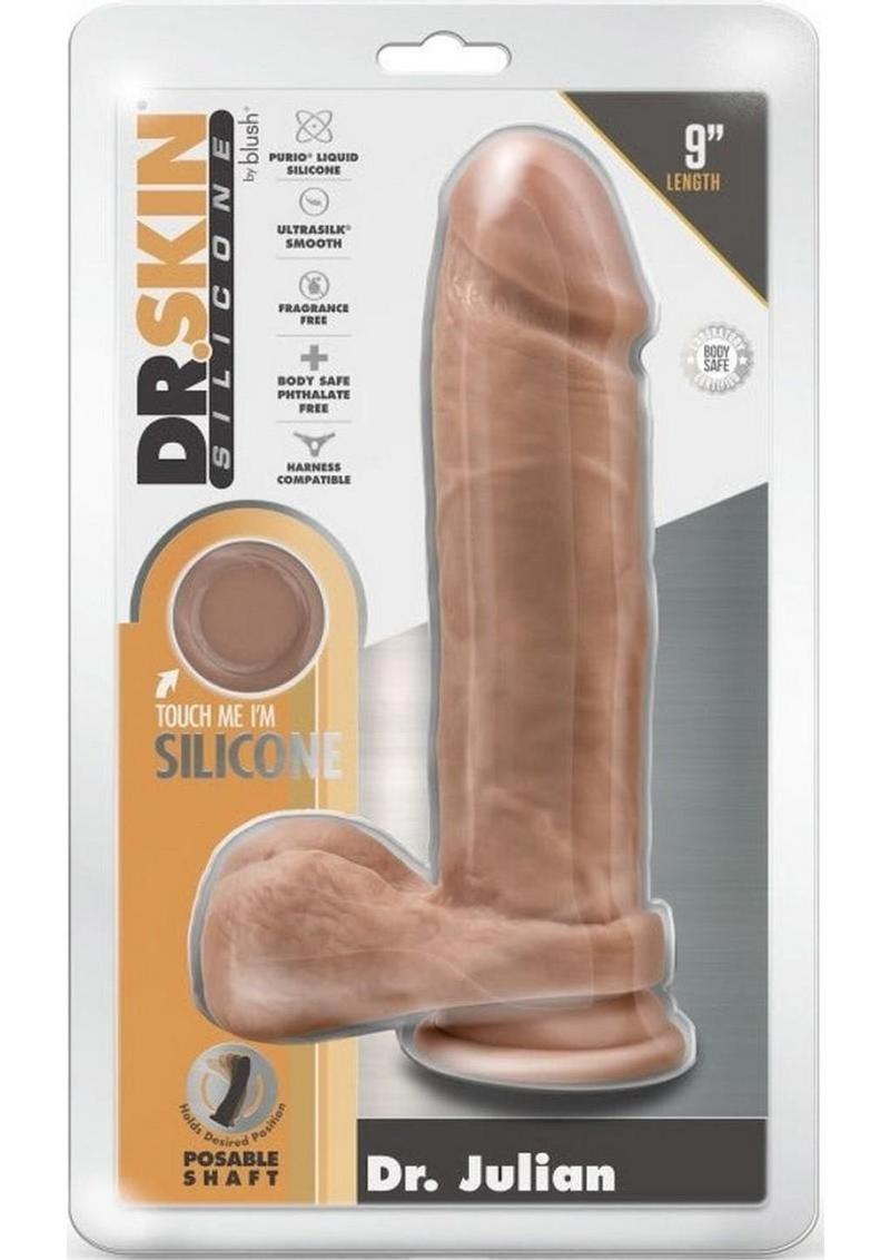Dr. Skin Platinum Collection Silicone Dr. Julian Dildo with Balls and Suction Cup 9in - Carame